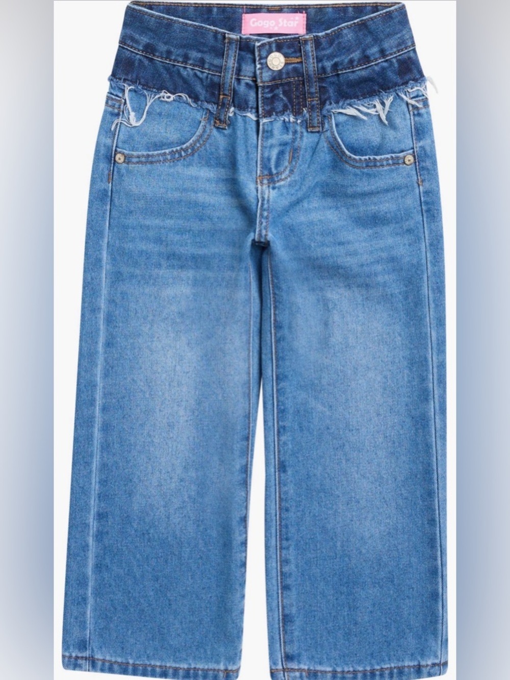 Gogo Star Kids' Frayed Waist Straight Leg Jeans Size 5T LIKE NEW